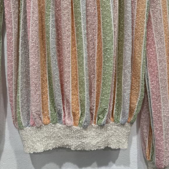 Vintage Rochelle California Rainbow Pastel Striped Sweater Boho Textured Knit - Picture 4 of 9